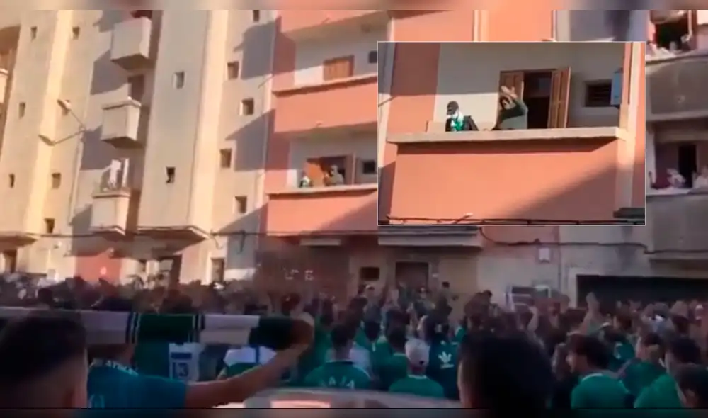Hincha del Raja Casablanca que padece de cáncer recibe multitudinaria visita de la barra. Foto: Captura de video.