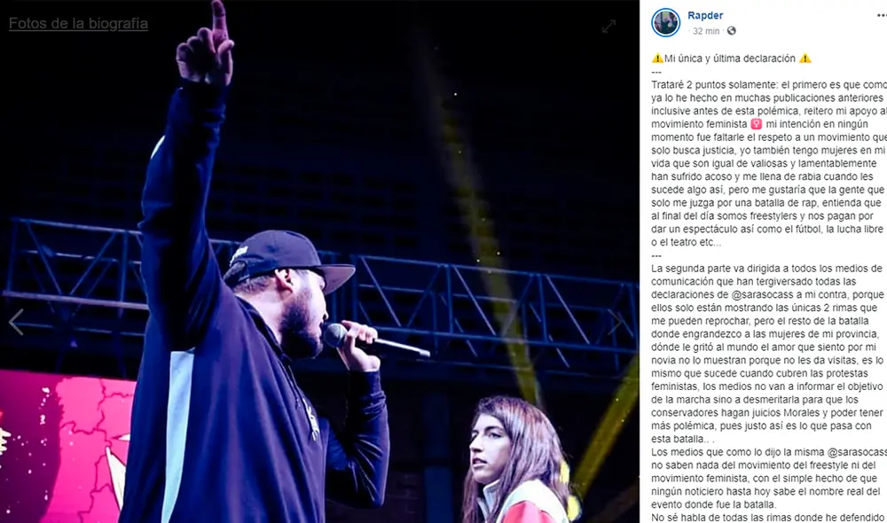 Rapder se manifiesta tras amenazas por batalla con Sara Socas