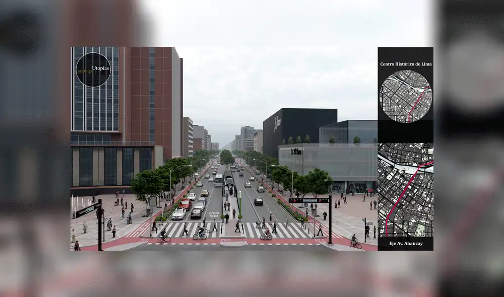 Avenida Abancay luciría así en 2035, según propuesta urbana viral en Facebook. Foto: Utopías Urbanas