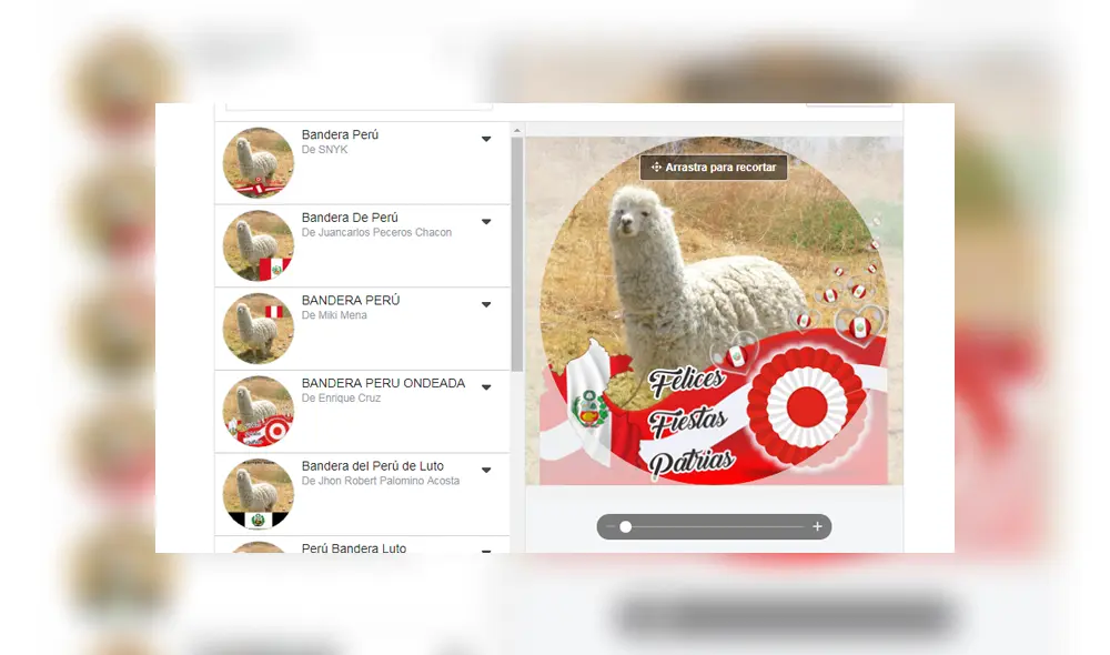 Desliza para conocer los marcos patrióticos que hay en Facebook. Foto: Captura. Desliza para conocer los marcos patrióticos que hay en Facebook. Foto: Captura.