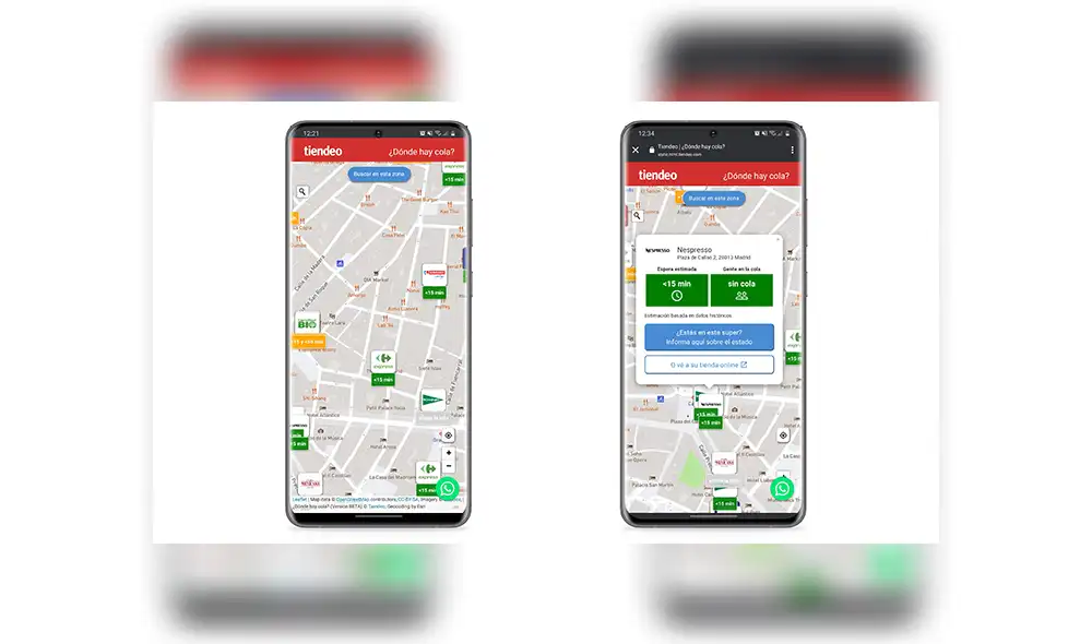 Tiendeo nos permite saber en tiempo real si hay cola en el establecimiento y cuánto tendremos que esperar para entrar.