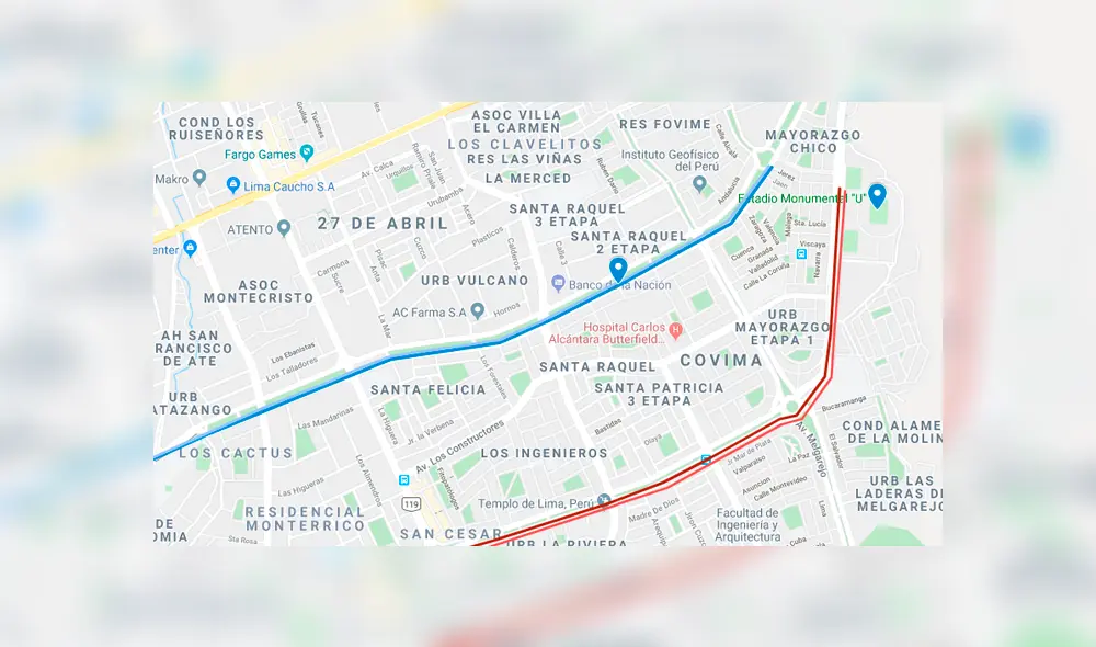 Desliza hacia la izquierda para conocer con Google Maps la ruta que usarán los hinchas para llegar al Estadio Monumental.