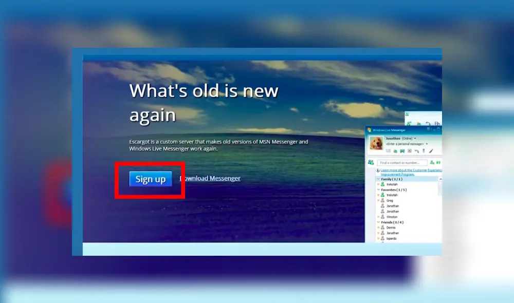 Ve a la página oficial de escargot y selecciona el botón 'Sign Up'.