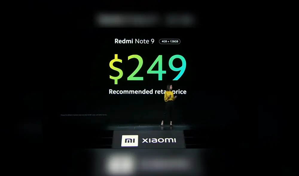El Redmi Note 9 de 4 GB RAM + 128 GB ROM a 249 dólares.