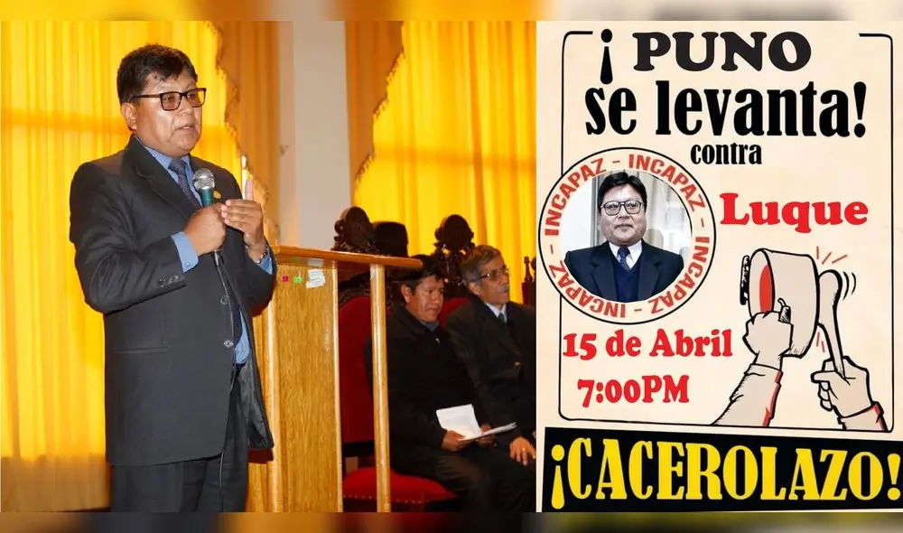 Gremios de Puno convocan a protesta contra gobernador Juan Luque.
