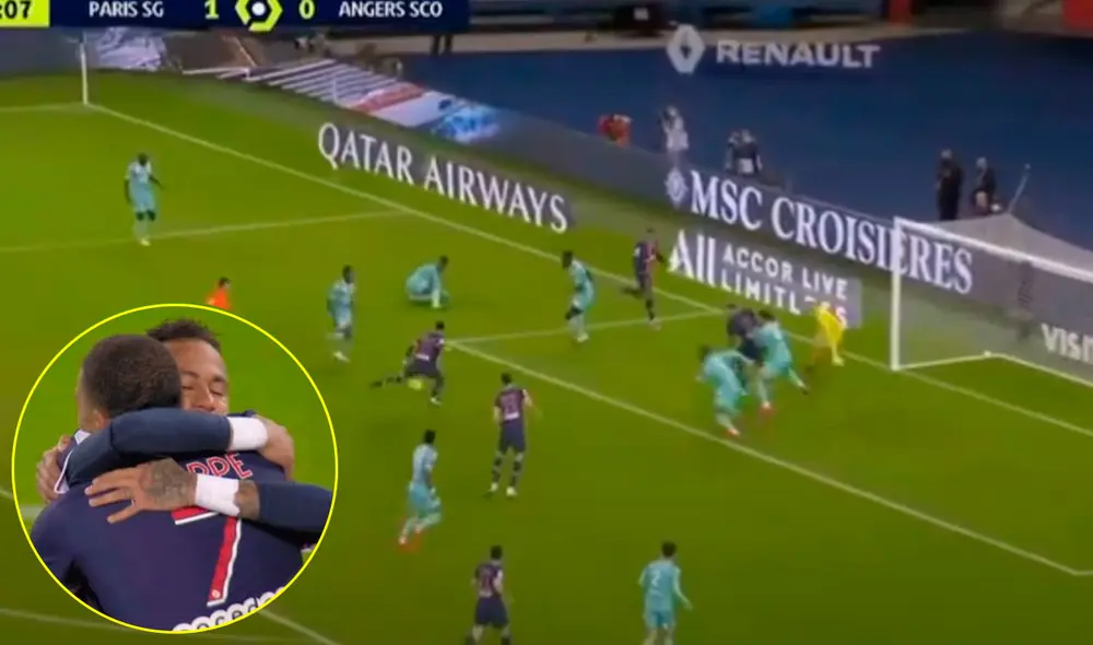 Neymar marcó el primer gol del PSG vs. Angers por la fecha 6 de la Ligue 1 de Francia. | Foto: Captura de ESPN