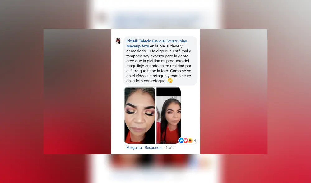 Usuarios de Facebook mencionaron que el cambio de look de la mujer era producto de un aplicativo de belleza. Usuarios de Facebook mencionaron que el cambio de look de la mujer era producto de un aplicativo de belleza.
