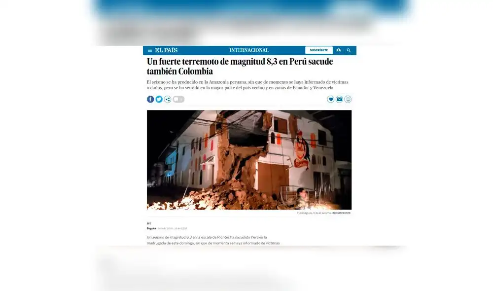 Así informaron los medios del mundo sobre el fuerte sismo que sacudió Perú