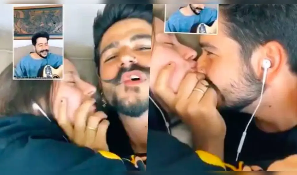 Evaluna le trata de explicar que no se siente a gusto frente a la cámara, pero termina siendo ante la insistencia de su esposo. (Foto: Captura)