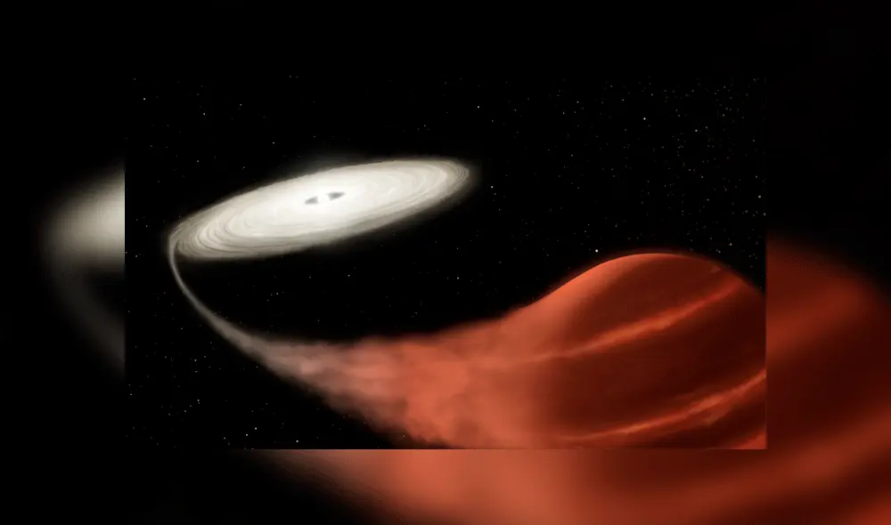 Ilustración de la enana blanca consumiendo a su compañera como si fuera un vampiro. Crédito: NASA / STScI.