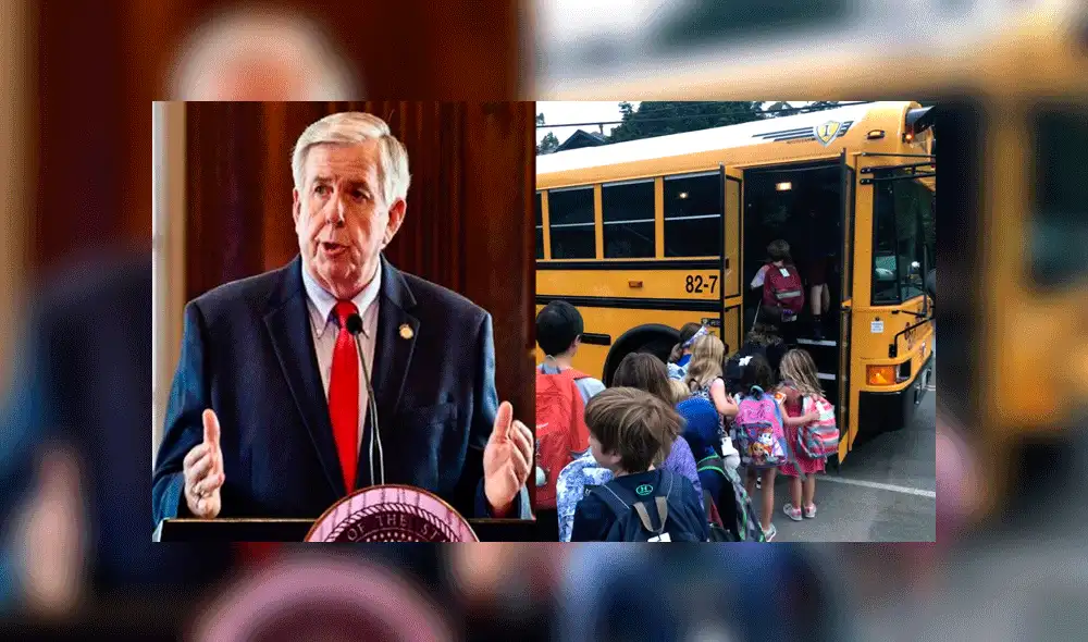 Mike Parson dijo que los niños "tienen el menor riesgo posible". Foto: Composición / Facebook / Marin Independent Journal. Mike Parson dijo que los niños "tienen el menor riesgo posible". Foto: Composición / Facebook / Marin Independent Journal.