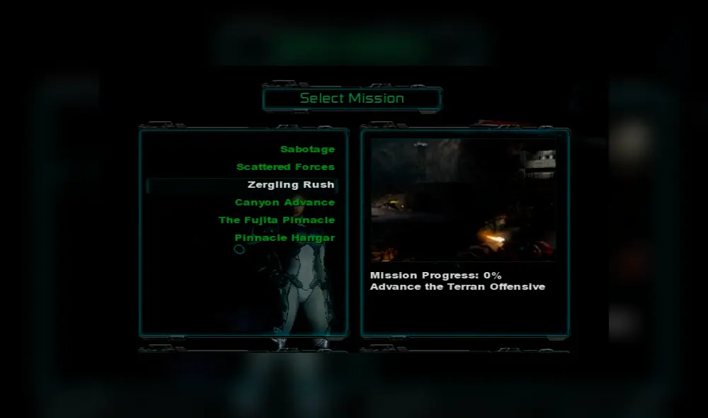 La sección de misiones dentro de Starcraft Ghost. La sección de misiones dentro de Starcraft Ghost.