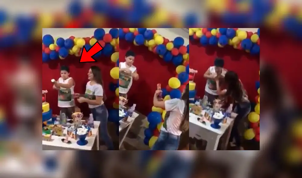 Facebook viral: Mamá intenta ayudar a su hijo a explotar ‘cañón de confeti’ y comete terrible fail [VIDEO]