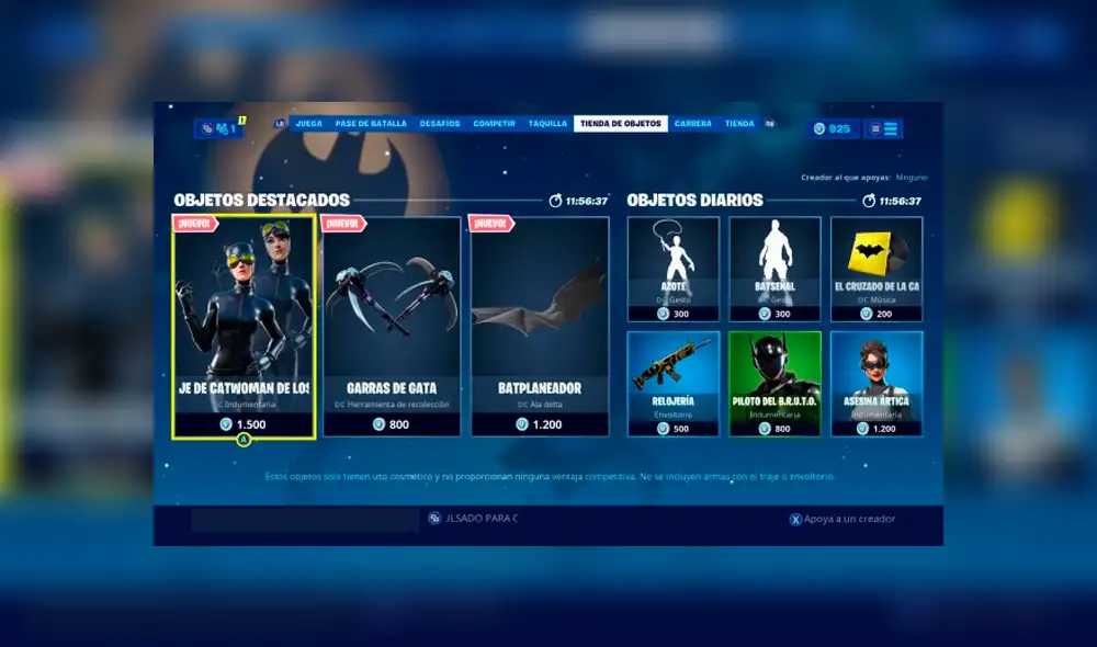 Accesorios de Catwoman en Fortnite.