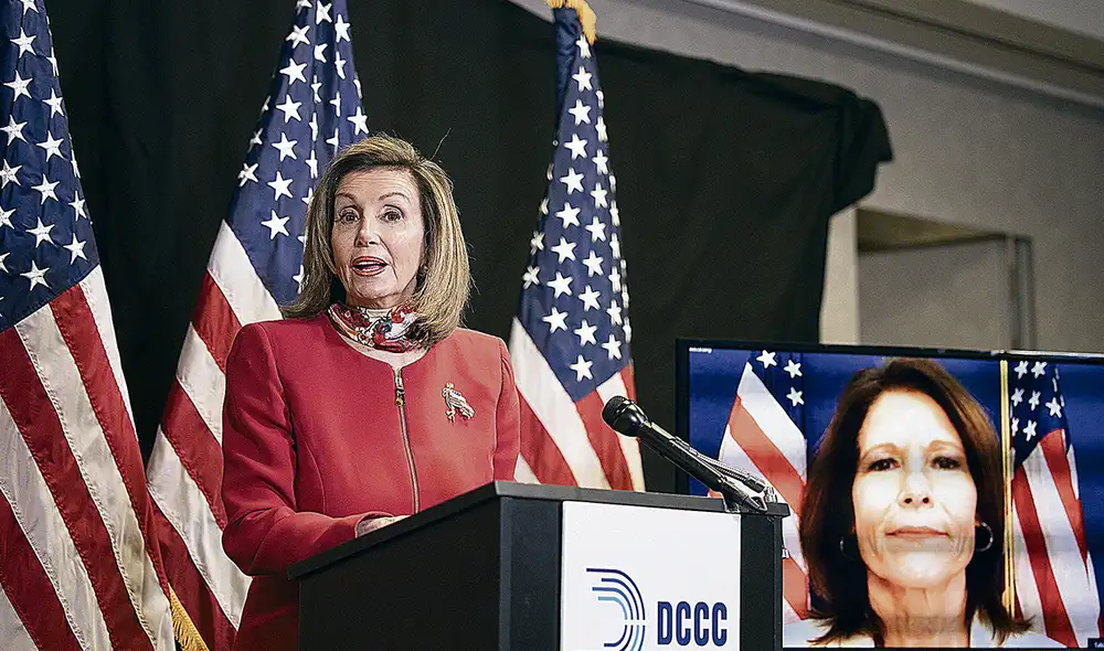 Llamado. Nancy Pelosi llamó “presidente electo” al candidato demócrata en conferencia. Foto: EFE