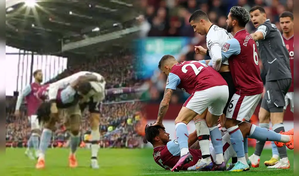 Cristiano Ronaldo se peleó con jugador del Aston Villa y causó una trifulca. Foto: composición/captura ESPN Cristiano Ronaldo se peleó con jugador del Aston Villa y causó una trifulca. Foto: composición/captura ESPN