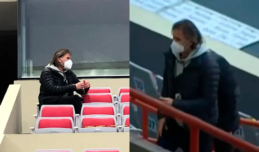 Ricardo Gareca se enteró en la tribuna del Estadio Nacional que la Liga 1 era suspendida. Foto: Gol Perú