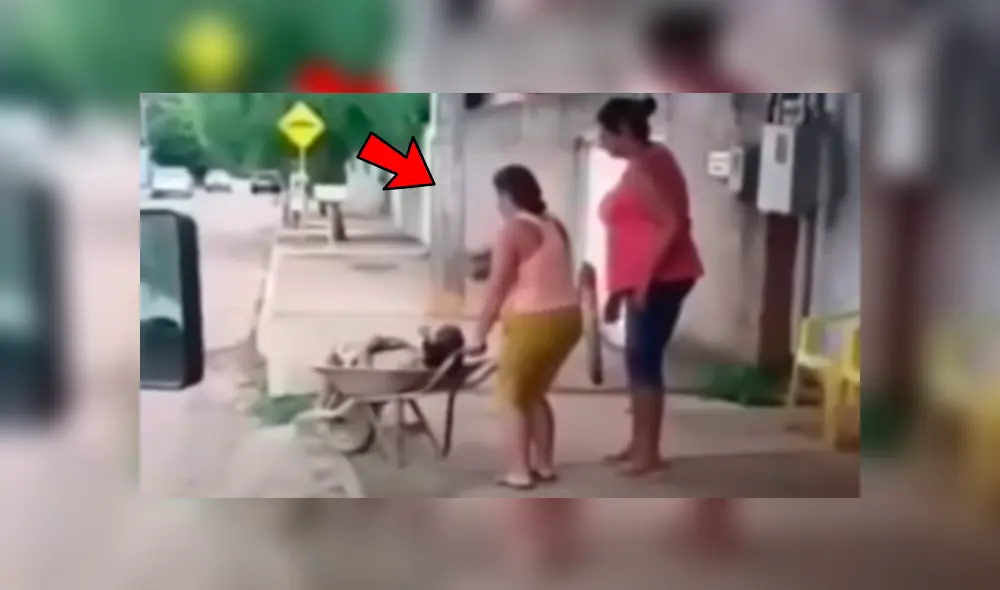 Facebook viral: Critican a ebrio que es llevado por su esposa en carretilla a su casa [VIDEO]