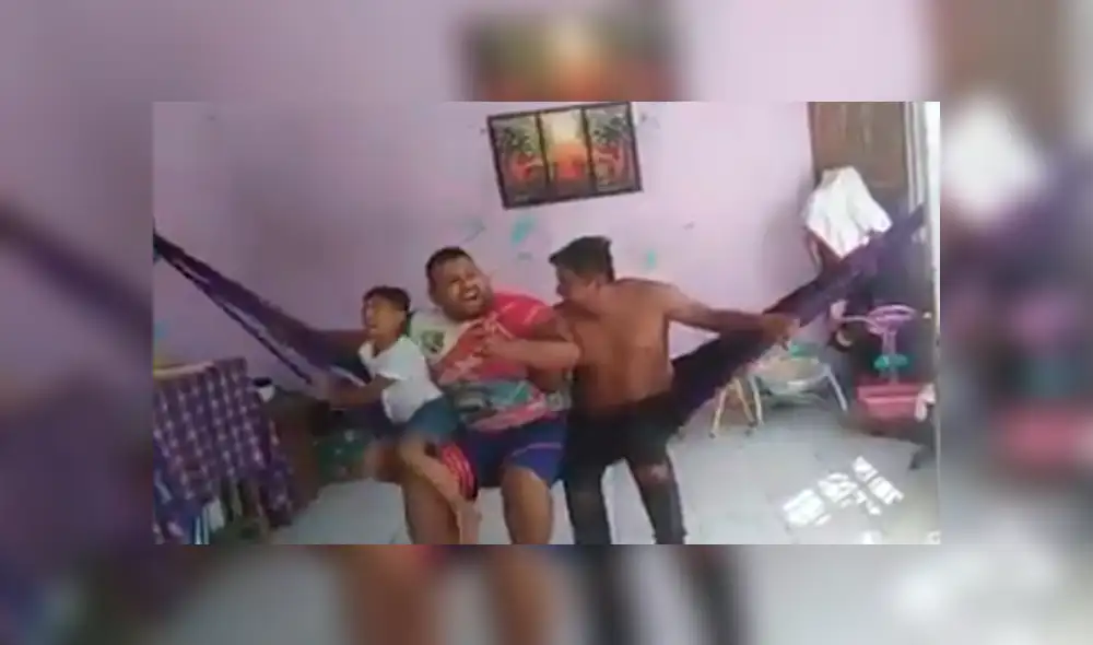 Video es viral en Facebook. Uno a uno, los integrantes de esta familia se iban subiendo en la hamaca, sin imaginar el terrible destino que sufrirían. Foto: Captura. Video es viral en Facebook. Uno a uno, los integrantes de esta familia se iban subiendo en la hamaca, sin imaginar el terrible destino que sufrirían. Foto: Captura.