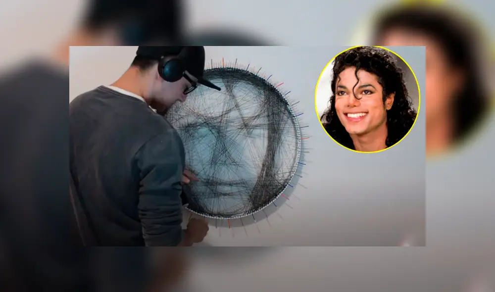 Desliza las imágenes para cómo este joven logra hacer el retrato de Michael Jackson con hilos de colores. Fotocapturas: shenri.q/TikTok Desliza las imágenes para cómo este joven logra hacer el retrato de Michael Jackson con hilos de colores. Fotocapturas: shenri.q/TikTok