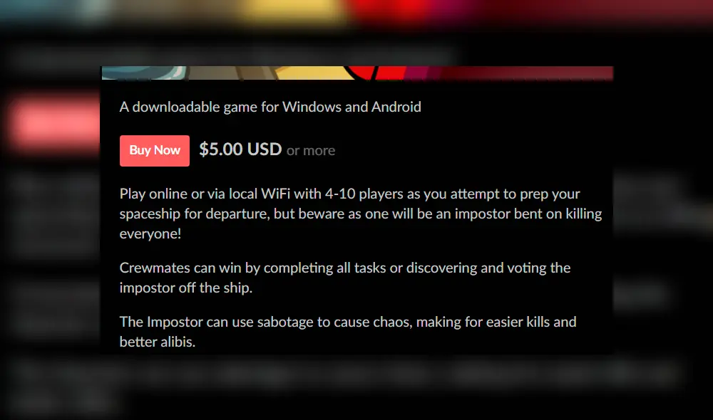 O desde la página oficial de Innersloth. Imagen: itch.io.