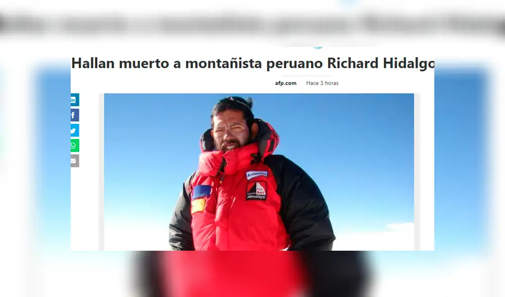 Richard Hidalgo: así reaccionó la prensa internacional sobre la muerte del montañista peruano