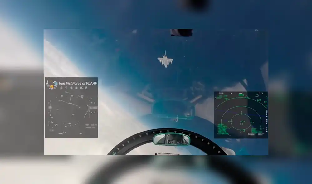 En el video se escuchan palabras en inglés, que aluden las comunicaciones entre pilotos occidentales. Foto: Captura/People's Daily En el video se escuchan palabras en inglés, que aluden las comunicaciones entre pilotos occidentales. Foto: Captura/People's Daily