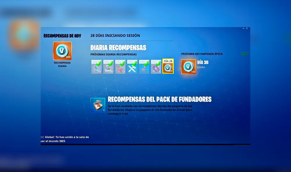 Fortnite Salvar el Mundo te regala cierta cantidad de paVos por iniciar sesión en tu cuenta.