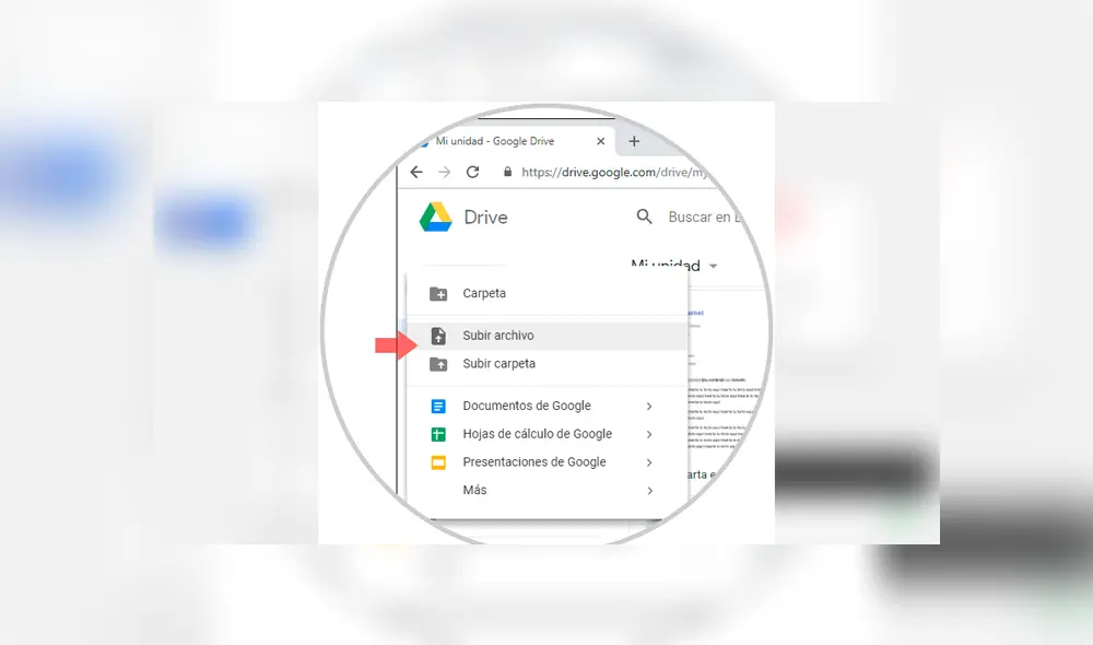 Abre tu Google Drive y sube el archivo PDF. Foto: Captura.