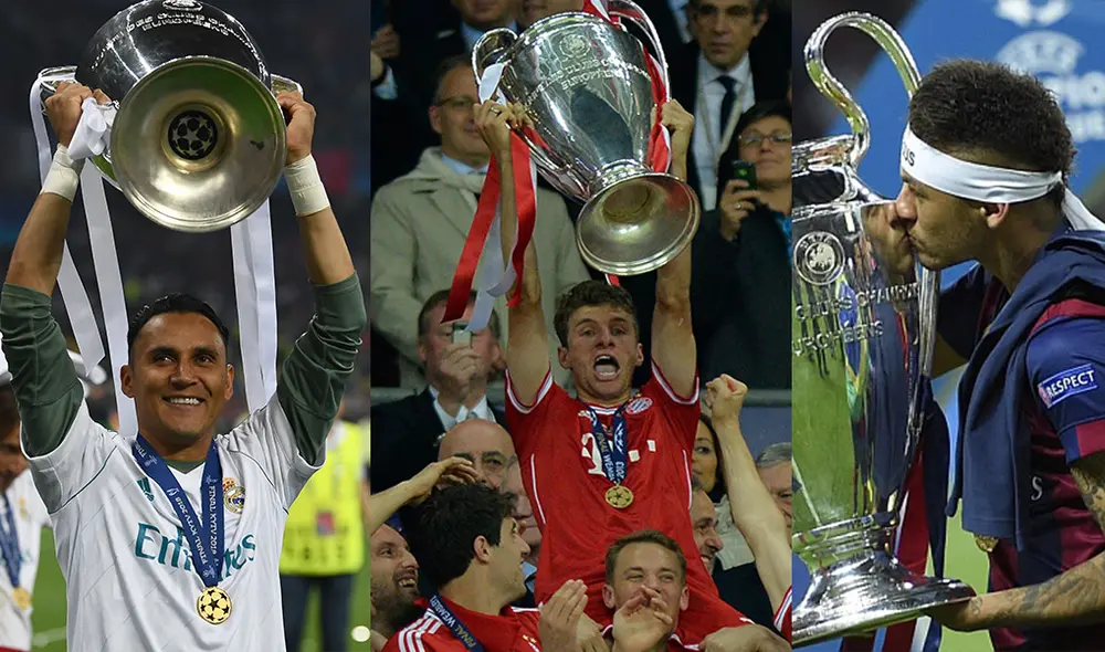 Neymar, Muller y Navas son algunos de los futbolistas que ya campeonaron en la Champions League. Composición: AFP. Neymar, Muller y Navas son algunos de los futbolistas que ya campeonaron en la Champions League. Composición: AFP.
