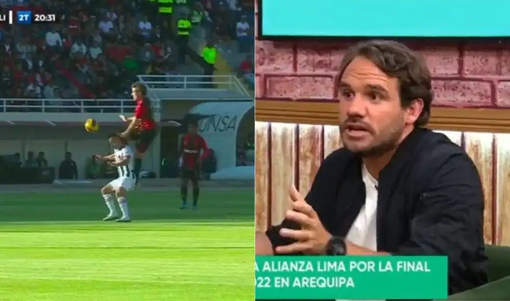 El panelista de Al Ángulo consideró que el árbitro cometió 2 errores puntuales en la primera final. Foto: Composición/Captura Gol Peru/captura Movistar Deportes El panelista de Al Ángulo consideró que el árbitro cometió 2 errores puntuales en la primera final. Foto: Composición/Captura Gol Peru/captura Movistar Deportes