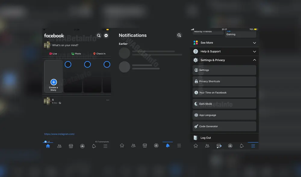Así lucirá el modo oscuro de Facebook para iOS.