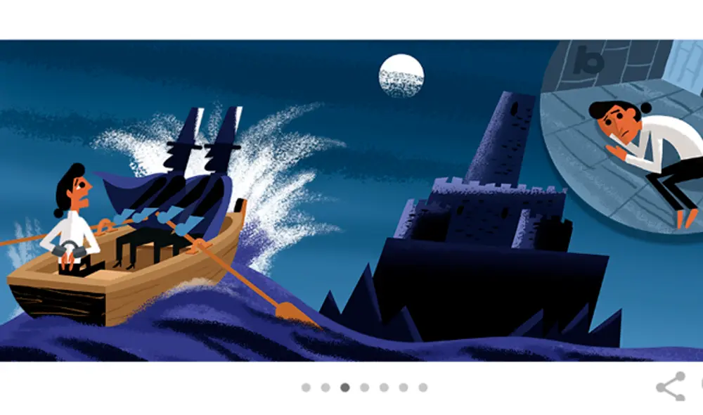Doodle en honor a El conde del Montecristo. Captura: Google Doodle en honor a El conde del Montecristo. Captura: Google