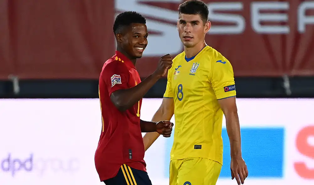 Ansu Fati se convirtió en el jugador más joven en anotar un gol en la selección española. Foto: AFP