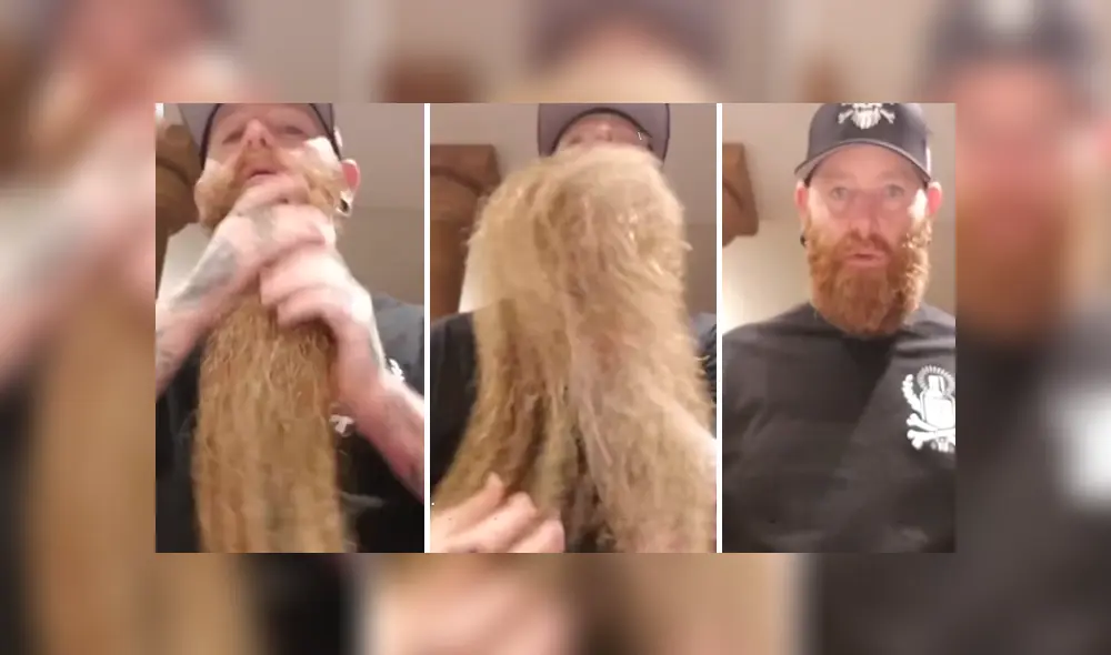 Desliza hacia la izquierda para ver el truco secreto de un hombre para ocultar su enorme barba. Viral de YouTube.