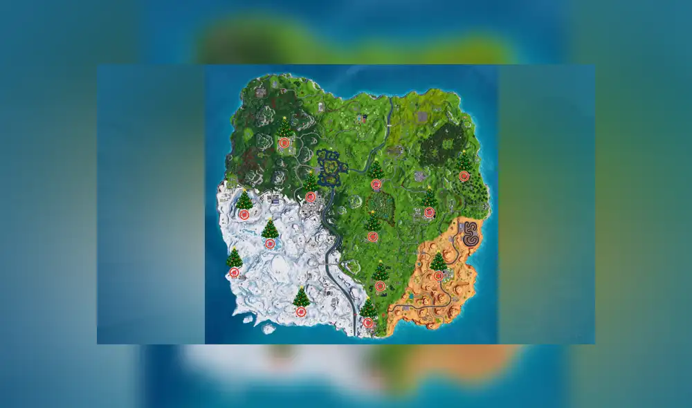 Ubicaciones con los árboles de navidad en Fortnite.