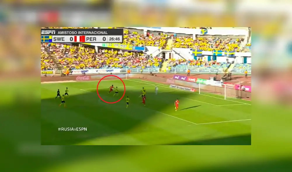 Perú vs Suecia: Jefferson Farfán falló clara ocasión de gol [VIDEO]