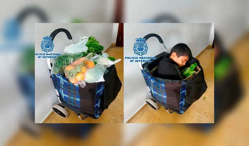 Mujer intenta cruzar frontera con un niño oculto dentro de un carrito de compras