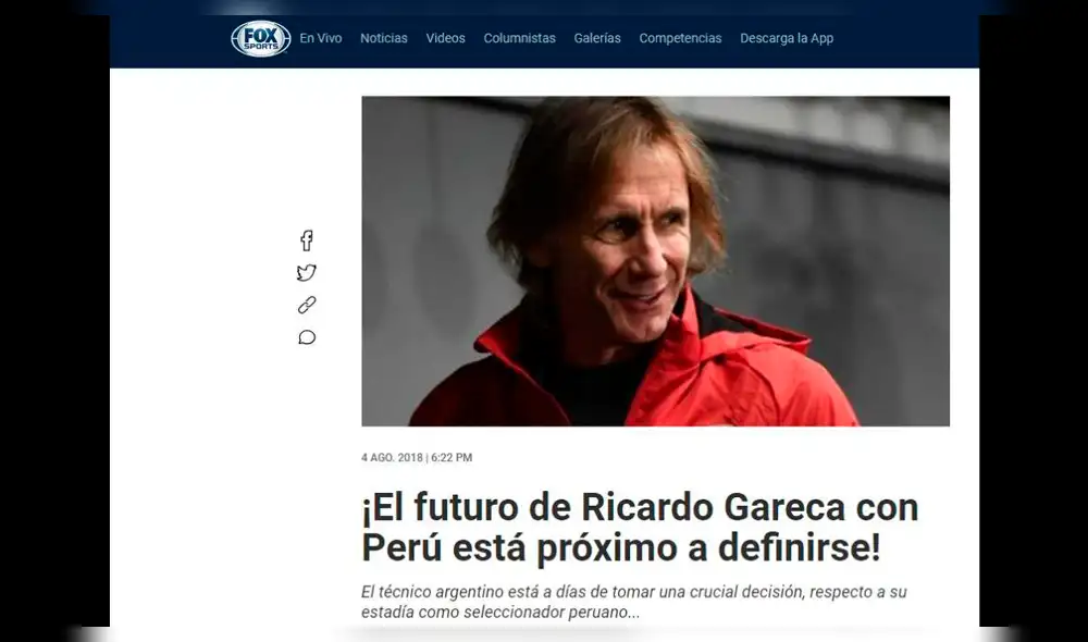 Ricardo Gareca fue noticia internacional tras su casi renovación con Perú