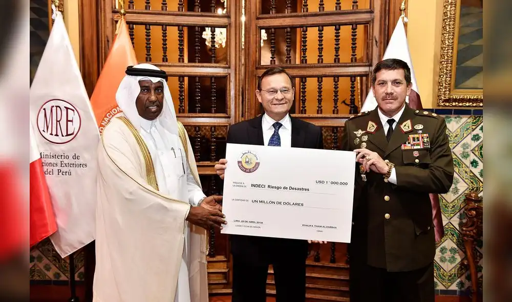 Gobierno de Catar dona un millón de dólares al Indeci