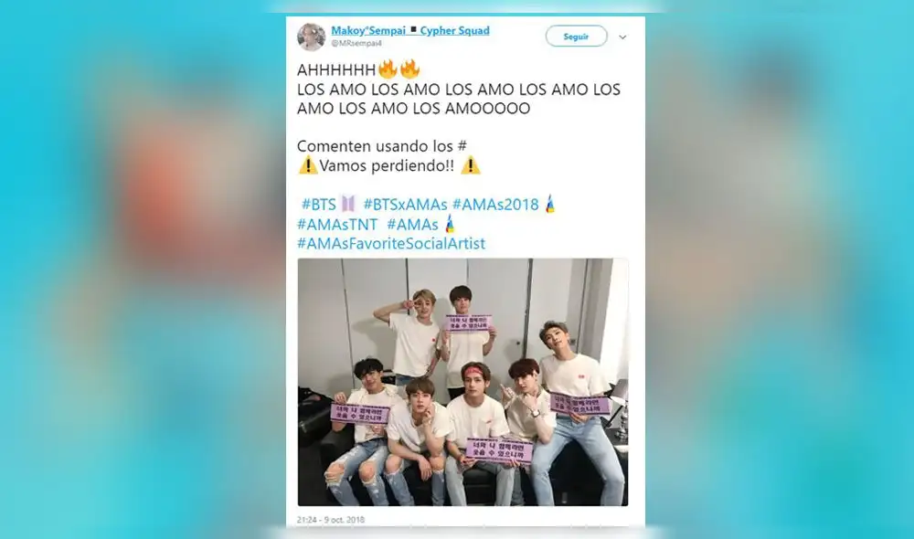 American Music Awards 2018: BTS se coronó como Artista Social Favorito y fans reaccionan