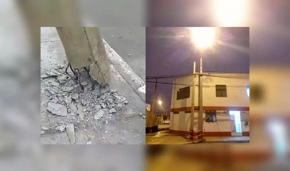 Callao: poste de alumbrado a punto de caer fue reemplazado