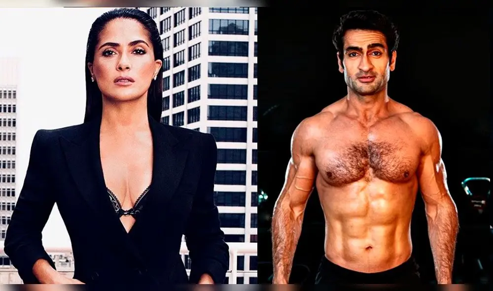 Salma Hayek queda sorprendida al tocar los músculos de Kumail Nanjiani