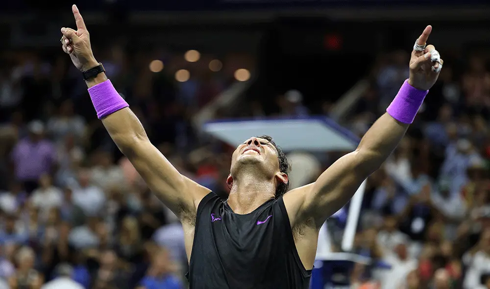 Rafael Nadal, tras cuatro horas y 50 minutos, venció a Daniil Medvedev y se coronó campeón del US Open 2019. | Foto: AFP