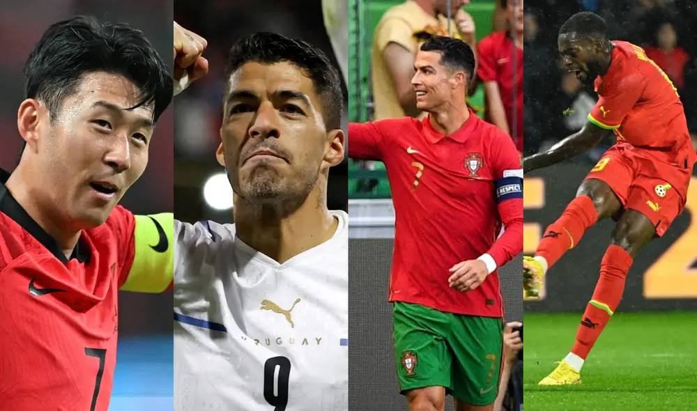 Heung-min Son, Luis Suárez, Cristiano Ronaldo e Inañi Williams son las figuras más destacadas del Grupo H. Foto: Composición AFP
