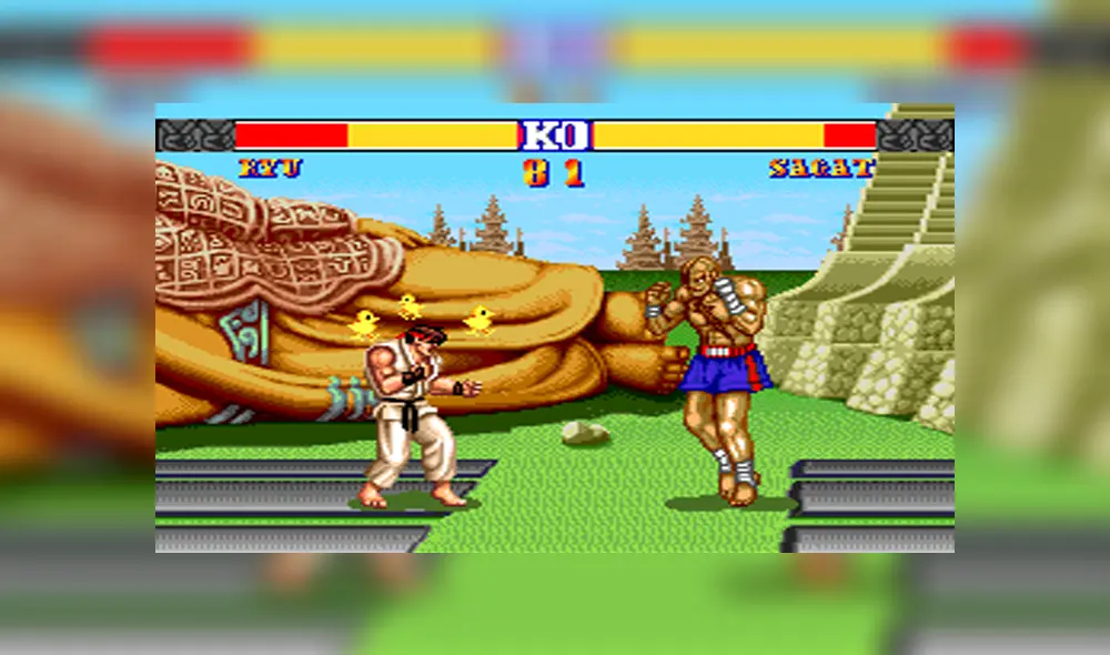 Ryu aturdido frente a Sagat en Street Fighter II. Foto: Captura.