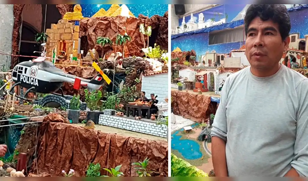 Un nacimiento singular es realidad gracias a la imaginación y empeño inicial del brigadier PNP Toni. Foto: Wilder Pari/URPI Un nacimiento singular es realidad gracias a la imaginación y empeño inicial del brigadier PNP Toni. Foto: Wilder Pari/URPI