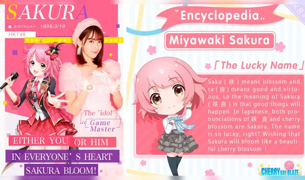 Sakura es presentada como la 'idol' y la 'maestra del juego'.
