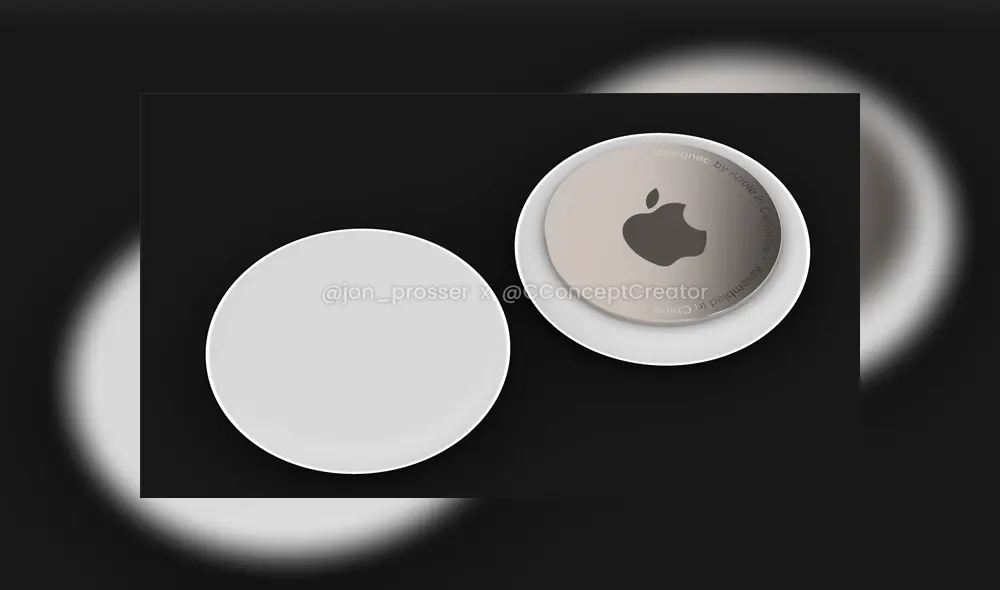 Parte trasera y delantera de los 'AirTags' de Apple. Foto: Jon Prosser.