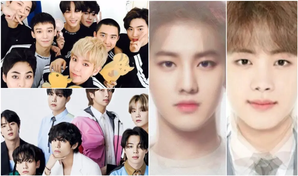 BTS, EXO, caras